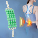 Maxbell 4 Row Roller Massage Stick Tool Calf Rolling Massager for Back Thigh Abdomen Green