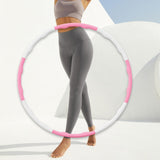 Maxbell Weighted Exercise Hoop for Adults Workout Equipment Sports Adjustable Circle White and Pink
