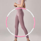 Maxbell Weighted Exercise Hoop for Adults Workout Equipment Sports Adjustable Circle White and Pink