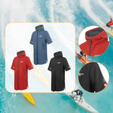 Maxbell Windproof Surf Poncho Thickened Fleece Lined Surf Coat Waterproof Swim Parka Blue