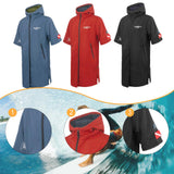 Maxbell Windproof Surf Poncho Thickened Fleece Lined Surf Coat Waterproof Swim Parka Blue