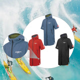 Maxbell Windproof Surf Poncho Thickened Fleece Lined Surf Coat Waterproof Swim Parka Blue