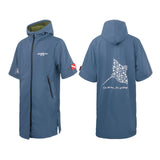 Maxbell Windproof Surf Poncho Thickened Fleece Lined Surf Coat Waterproof Swim Parka Blue