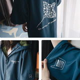 Maxbell Windproof Surf Poncho Thickened Fleece Lined Surf Coat Waterproof Swim Parka Blue