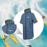Maxbell Windproof Surf Poncho Thickened Fleece Lined Surf Coat Waterproof Swim Parka Blue