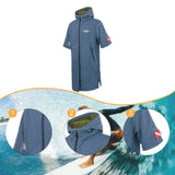 Maxbell Windproof Surf Poncho Thickened Fleece Lined Surf Coat Waterproof Swim Parka Blue