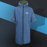 Maxbell Windproof Surf Poncho Thickened Fleece Lined Surf Coat Waterproof Swim Parka Blue