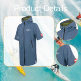 Maxbell Windproof Surf Poncho Thickened Fleece Lined Surf Coat Waterproof Swim Parka Blue