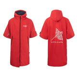 Maxbell Windproof Surf Poncho Thickened Fleece Lined Surf Coat Waterproof Swim Parka Red