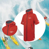 Maxbell Windproof Surf Poncho Thickened Fleece Lined Surf Coat Waterproof Swim Parka Red