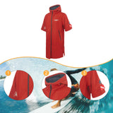 Maxbell Windproof Surf Poncho Thickened Fleece Lined Surf Coat Waterproof Swim Parka Red