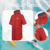 Maxbell Windproof Surf Poncho Thickened Fleece Lined Surf Coat Waterproof Swim Parka Red