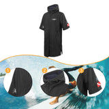 Maxbell Windproof Surf Poncho Thickened Fleece Lined Surf Coat Waterproof Swim Parka Black