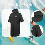 Maxbell Windproof Surf Poncho Thickened Fleece Lined Surf Coat Waterproof Swim Parka Black