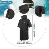 Maxbell Windproof Surf Poncho Thickened Fleece Lined Surf Coat Waterproof Swim Parka Black