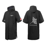 Maxbell Windproof Surf Poncho Thickened Fleece Lined Surf Coat Waterproof Swim Parka Black