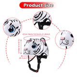 Maxbell Kids Bicycle Helmet Cartoon Lightweight for Bike Riding Cycling Roller Skate White Tiger