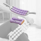 Maxbell Massage Roller Stick Gym Handheld Shoulders Thighs Sports Body Muscle Roller Purple