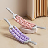 Maxbell Massage Roller Stick Gym Handheld Shoulders Thighs Sports Body Muscle Roller Pink