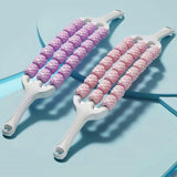 Maxbell Massage Roller Stick Gym Handheld Shoulders Thighs Sports Body Muscle Roller Pink