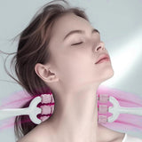 Maxbell Massage Roller Stick Gym Handheld Shoulders Thighs Sports Body Muscle Roller Pink