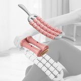 Maxbell Massage Roller Stick Gym Handheld Shoulders Thighs Sports Body Muscle Roller Pink