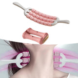 Maxbell Massage Roller Stick Gym Handheld Shoulders Thighs Sports Body Muscle Roller Pink