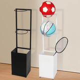 Maxbell Basketball Rack Sturdy Soccer Storage Shelf for Kindergarten Basement Garage White