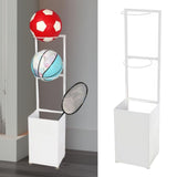Maxbell Basketball Rack Sturdy Soccer Storage Shelf for Kindergarten Basement Garage White