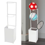 Maxbell Basketball Rack Sturdy Soccer Storage Shelf for Kindergarten Basement Garage White