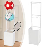Maxbell Basketball Rack Sturdy Soccer Storage Shelf for Kindergarten Basement Garage White