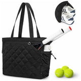 Maxbell Tennis Tote Bag Carrying for Men Women Gym Bag Storage with Shoe Compartment Black
