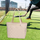 Maxbell Tennis Tote Bag Carrying for Men Women Gym Bag Storage with Shoe Compartment Beige