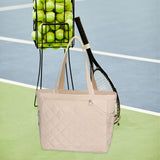 Maxbell Tennis Tote Bag Carrying for Men Women Gym Bag Storage with Shoe Compartment Beige
