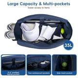 Maxbell Tennis Tote Bag Carrying for Men Women Gym Bag Storage with Shoe Compartment Dark Blue