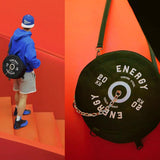 Maxbell Barbell Plate Shaped Fitness Bag Sports Gym Backpack for Fitness Gym Camping Black