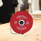 Maxbell Barbell Plate Shaped Fitness Bag Sports Gym Backpack for Fitness Gym Camping Red