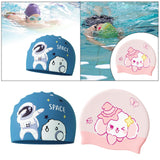 Maxbell Kids Swim Cap Cartoon Soft Silicone Shower Cap for Water Sports Beach Diving Pink