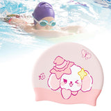 Maxbell Kids Swim Cap Cartoon Soft Silicone Shower Cap for Water Sports Beach Diving Pink