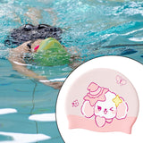 Maxbell Kids Swim Cap Cartoon Soft Silicone Shower Cap for Water Sports Beach Diving Pink