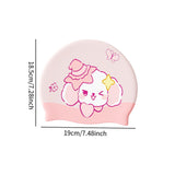 Maxbell Kids Swim Cap Cartoon Soft Silicone Shower Cap for Water Sports Beach Diving Pink