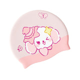Maxbell Kids Swim Cap Cartoon Soft Silicone Shower Cap for Water Sports Beach Diving Pink