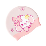 Maxbell Kids Swim Cap Cartoon Soft Silicone Shower Cap for Water Sports Beach Diving Pink