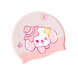 Maxbell Kids Swim Cap Cartoon Soft Silicone Shower Cap for Water Sports Beach Diving Pink