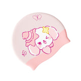 Maxbell Kids Swim Cap Cartoon Soft Silicone Shower Cap for Water Sports Beach Diving Pink