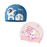 Maxbell Kids Swim Cap Cartoon Soft Silicone Shower Cap for Water Sports Beach Diving Pink