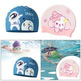 Maxbell Kids Swim Cap Cartoon Soft Silicone Shower Cap for Water Sports Beach Diving Pink