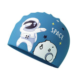 Maxbell Kids Swim Cap Cartoon Soft Silicone Shower Cap for Water Sports Beach Diving Blue