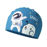 Maxbell Kids Swim Cap Cartoon Soft Silicone Shower Cap for Water Sports Beach Diving Blue