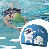 Maxbell Kids Swim Cap Cartoon Soft Silicone Shower Cap for Water Sports Beach Diving Blue